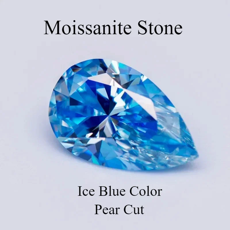 

Moissanite Stone Pear Cut Ice Blue Color Lab Grown Diamond For Diy Advanced Jewelry Rings Earrings Making With GRA Certificate