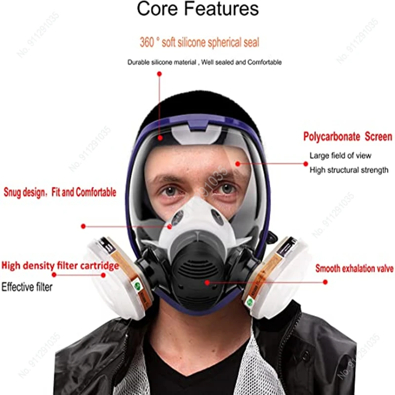 Chemical mask 6800 15/17 in 1 gas mask dust respirator paint insecticide spray silicone full face filter for laboratory welding