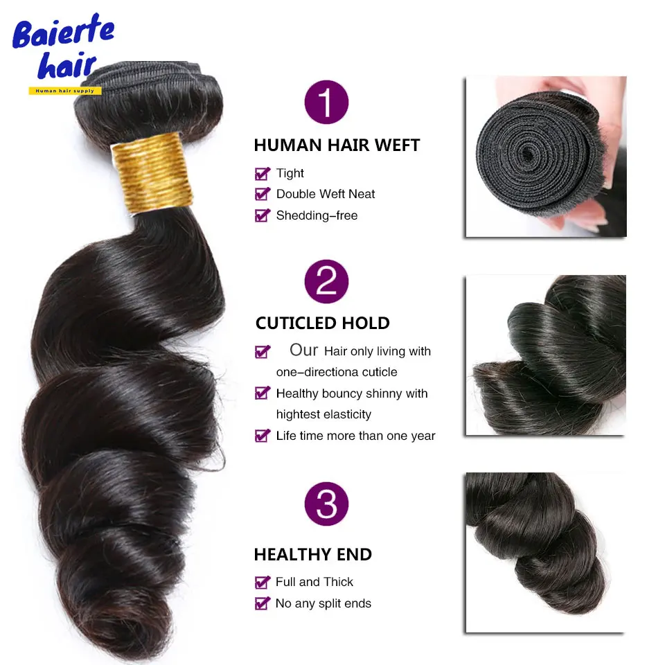 Loose Wave Bundle Human Hair Weave Unprocessed Virgin Weave Hair Wavy Human Hair Weft Big Loose Spiral Wand Curls Soft Real Hair