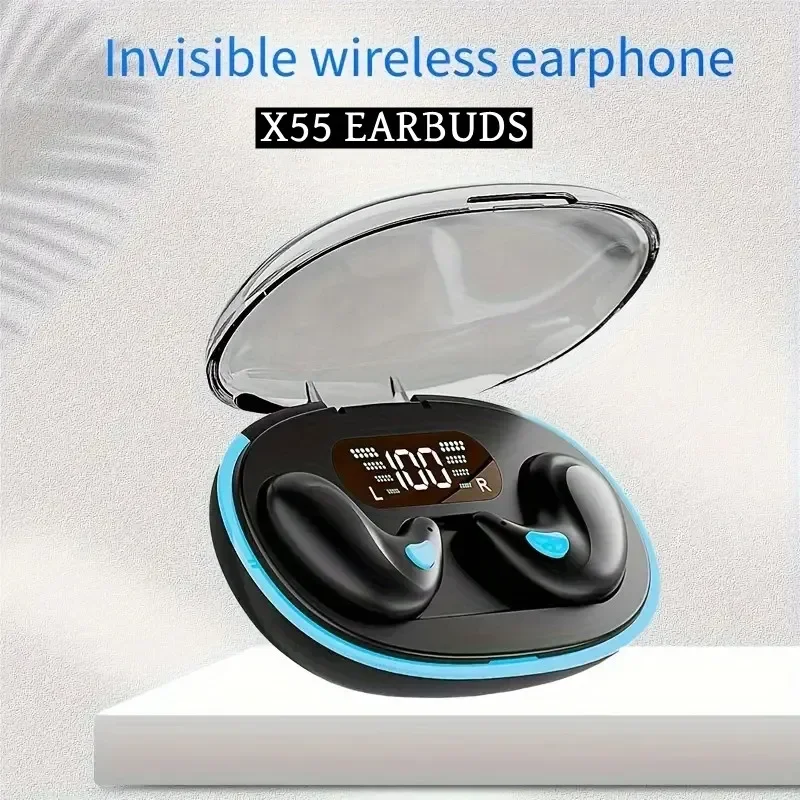 X55 Sleeping douszne bezprzewodowe Mini słuchawki do pracy TWS Bluetooth słuchawki Stereo ukryte zestawy słuchawkowe z mikrofonem HD Call wodoodporne