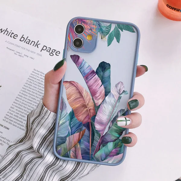 Palmblätter Pflanzen Blumen Handyhülle für iPhone X XR XS 17 15 11 12 13 14 Pro Max 16 15 14 Plus Stoßfeste Rückseite Schutzhülle – Detail 5