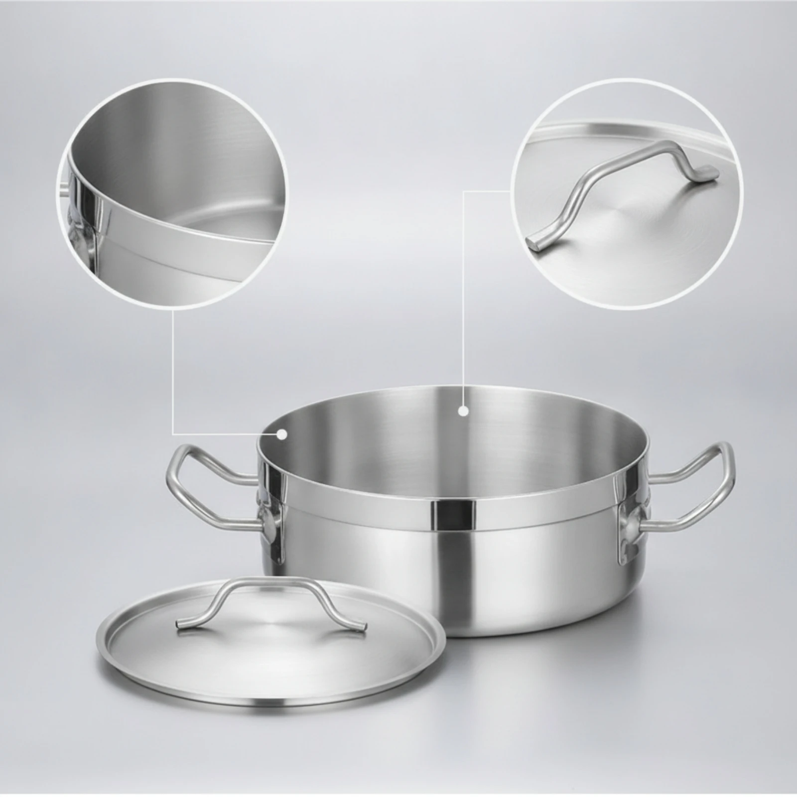Hot Pot Stainless Steel Pot with Lid Cookware Double Handle for Singles, Tabletop Cooking, Camping