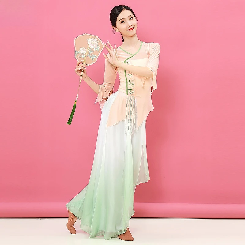 ยูร์กี่เปาเสื้อผ้าฝึกซ้อมหรูหราสไตล์จีนเต้นรำคลาสสิกร่างกายจังหวะเส้นด้ายเสื้อผ้าเครื่องแต่งกายชุดสูทสำหรับสตรี