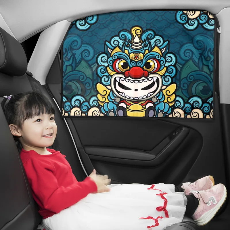 Peking opera style Magnetic Car Side Window Sunshade Curtains Adjustable Car Styling Auto Windows Sun Visor Blinds Cover