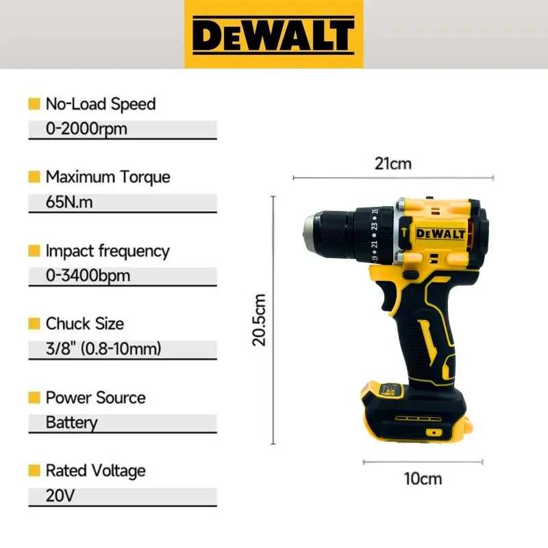DEWALT DCD805 Brushless Compact Electric Screwdriver Hand Drill Impact Drill 20V Rechargeable Lithium Battery Charger
