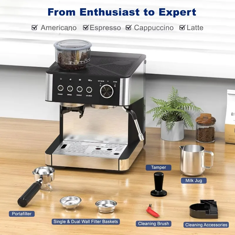 Professional Production Grinding Coffee Machines with Thermal Block System Home and Office Use Freshly Ground Coffee Machines