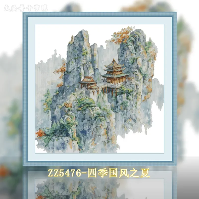 [ZZ5476-Summer of the Four Seasons] DIY Cross Stitch Needlework Kit 14CT 16CT, Embroidery Craft, Cotton Thread Set