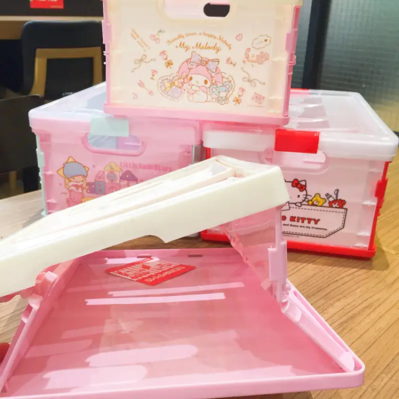 سانريو مرحبا كيتي صندوق تخزين أضعاف لطيف سلة التخزين صندوق تخزين صندوق تخزين صندوق تخزين لعبة بلاستيكية كتاب تخزين نمط جديد #4
