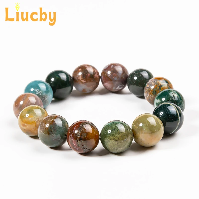 

Natural Stone Indian Agates Bracelets Smooth Handmade Beads popular Bracelets decoration Halloween 15" Wholesale 4/6/8/10/1214MM