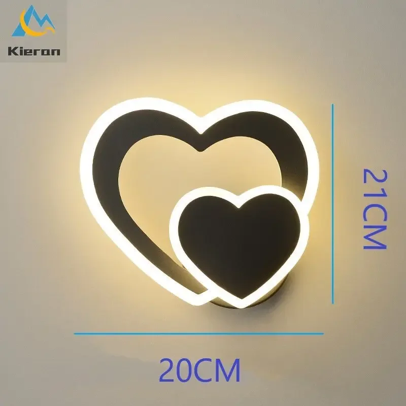 Modern Heart-shaped LED Wall Lamp Bedroom Study Restaurant KTV Hotel Bedside Wall Lights Living Room Decoration Love Wall Lamps