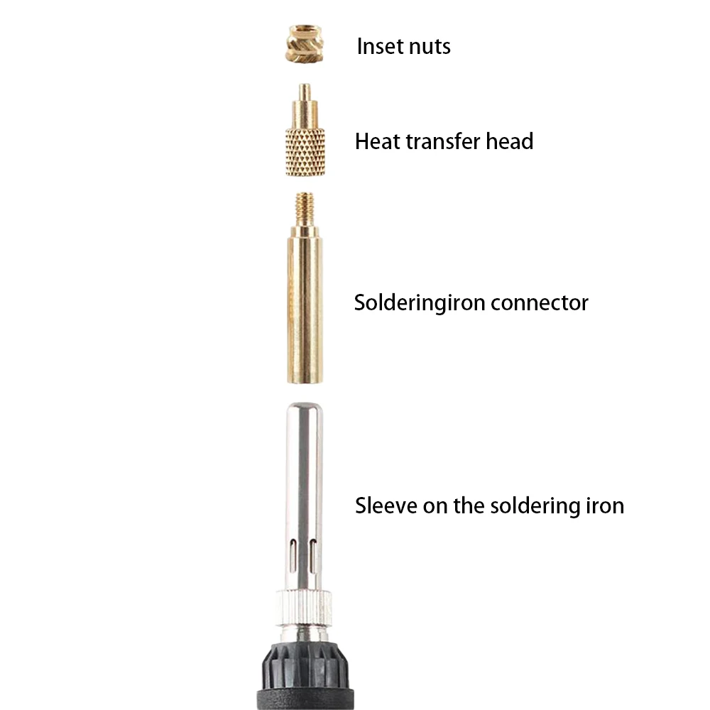 TS Heat Insert Nut Iron Tip 3D Implanted Hot Melt Brass Nut Pressure Head M2-M8 Brass kit for TS100/TS101/PINE64 Soldering Iron
