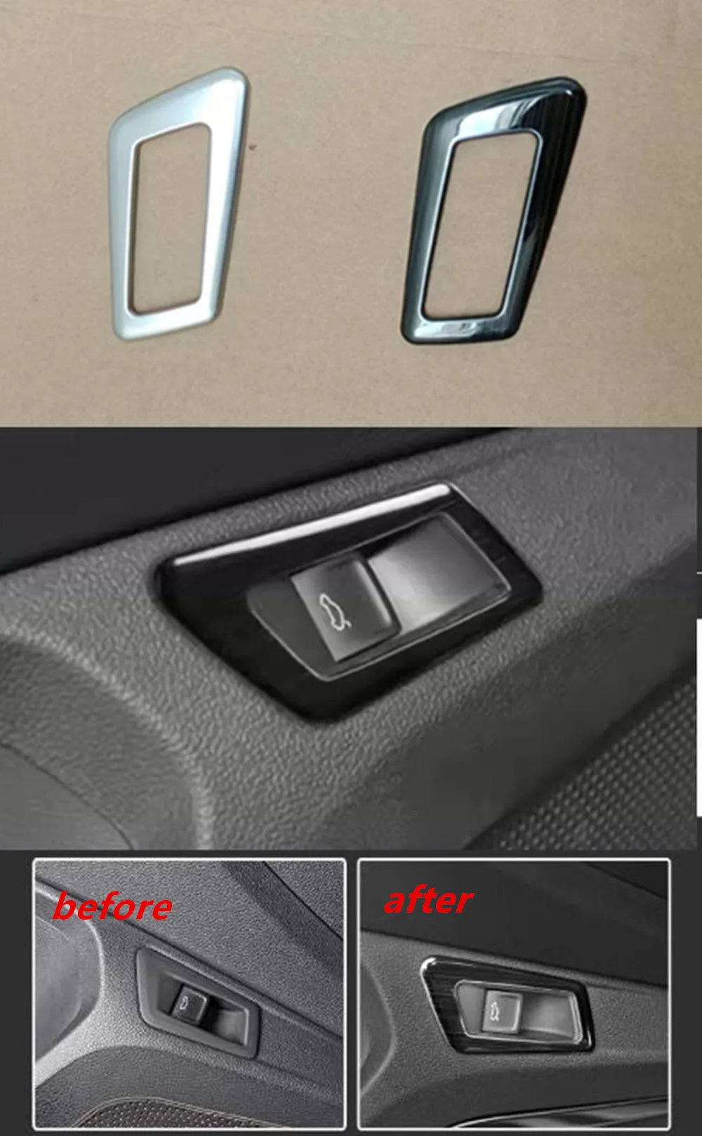 For Volkswagen VW Troc T-Roc 2017 - 2024 LHD Rear Trunk Switch Button Frame Cover Decoration Sticker Interior Accessories