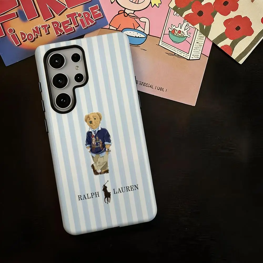 Fashion U.S. P-POLO logo ins Phone Case For Samsung Galaxy S25 S24 S23 S22 S21 Plus Ultra 2-in-1 Glossy shell