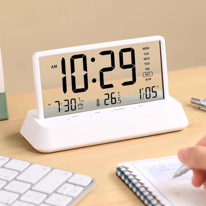 

Electronic Clock New Ornaments Desktop Creative Digital Alarm Clock Living Room Calendar High-end Home Decoration