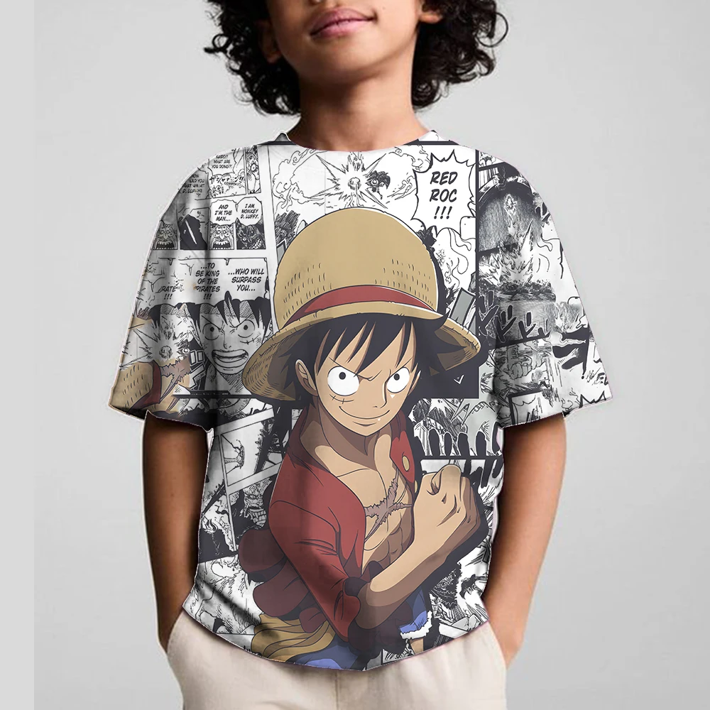 Fashion Kid Anime One Piece Luffy T Shirt Boy Clothing Kids Boys Tshirt Children T-shirt Summer Short Sleeve Tops Tees