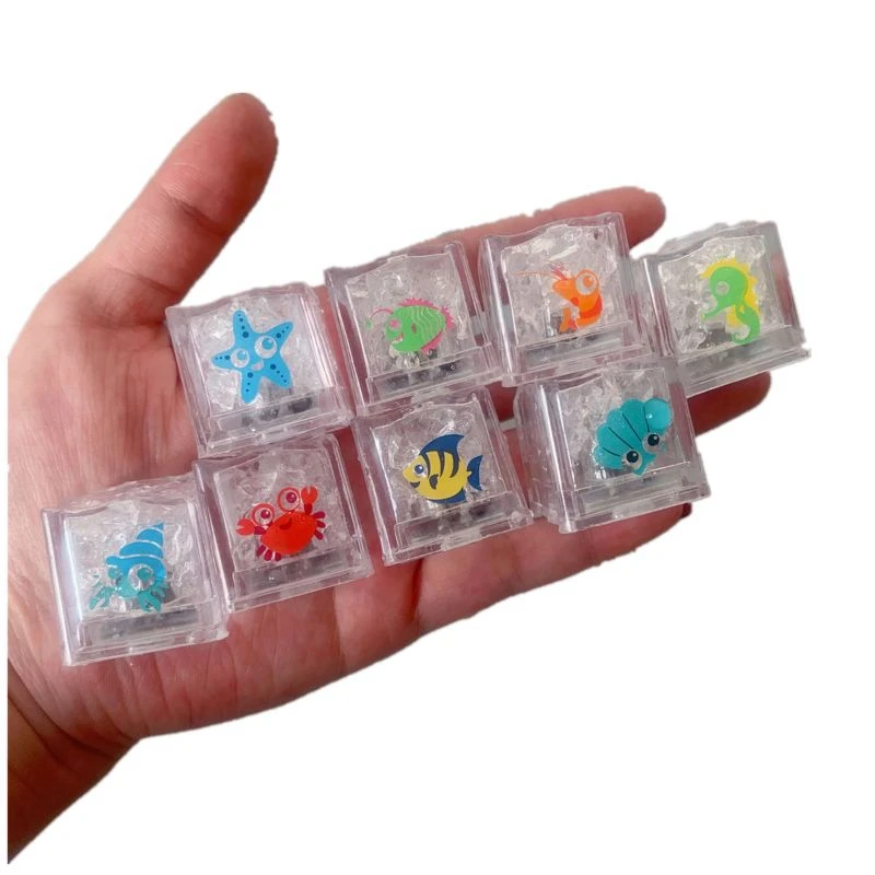 Bath Toys For Baby Toddler Floating Lit Ice Cubes LED Light Up With 7 Color Lights In Water Glowing Sea Animal Ice Cube