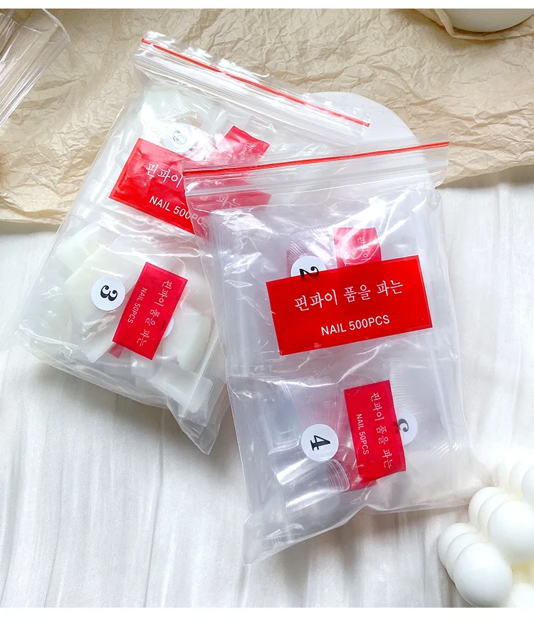 500 قطعة نصف غطاء أظافر أكريليك نصائح واضح/اللون الطبيعي Y2K 10-مقاسات واسعة الفرنسية وهمية الأظافر تمديد لمستلزمات مانيكير