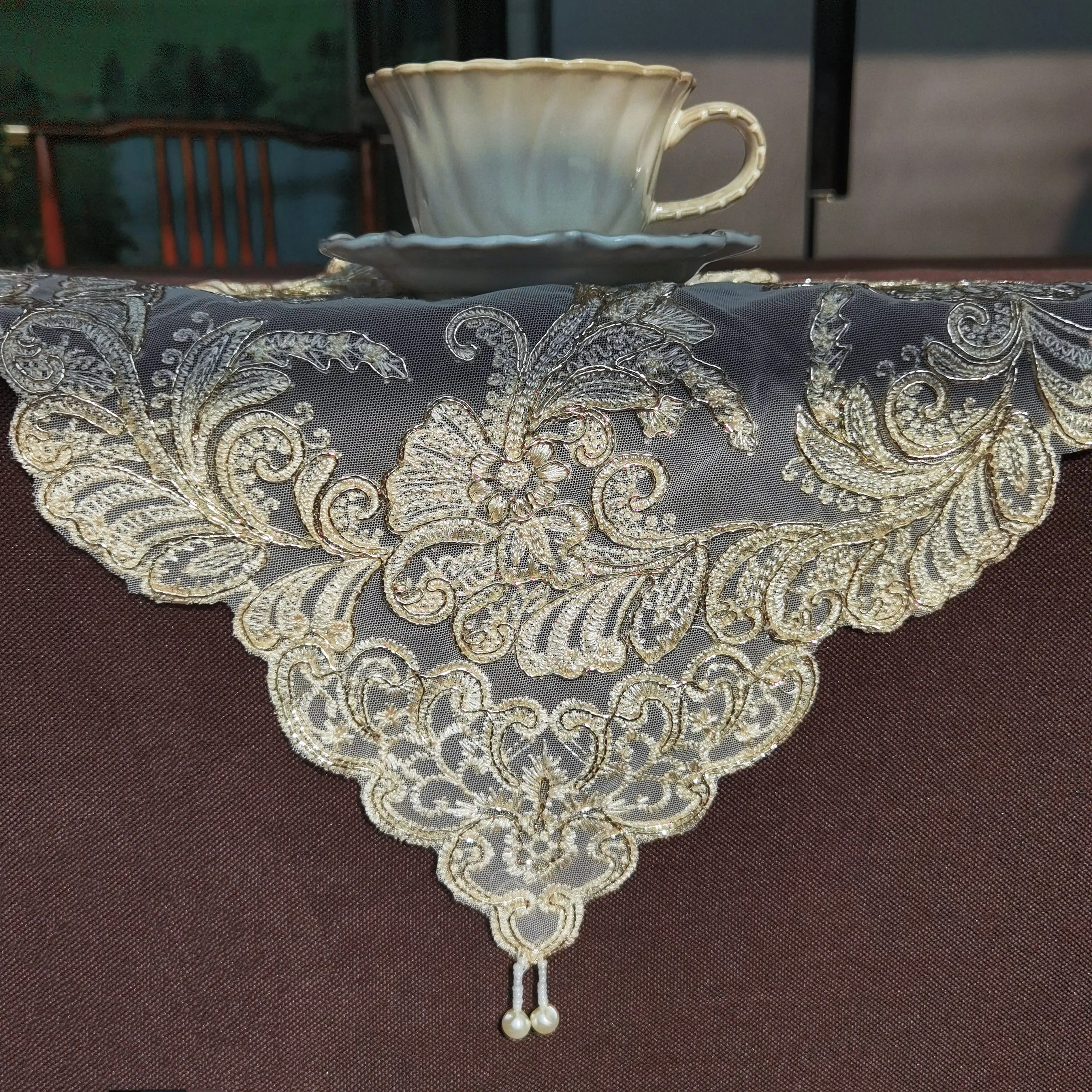 Large Placemats Ramadan Placemats Gold Embroidery Table Mat Square Tablecloths Home Decoration Luxury Table Accessories