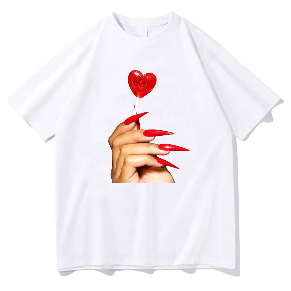 ميغان ثي ستاليون عاشق فتاة كاندي القلب تي شيرت الساخن فتاة الصيف القطن تي شيرت للجنسين مغني الراب الهيب هوب موضة قصيرة الأكمام المحملة