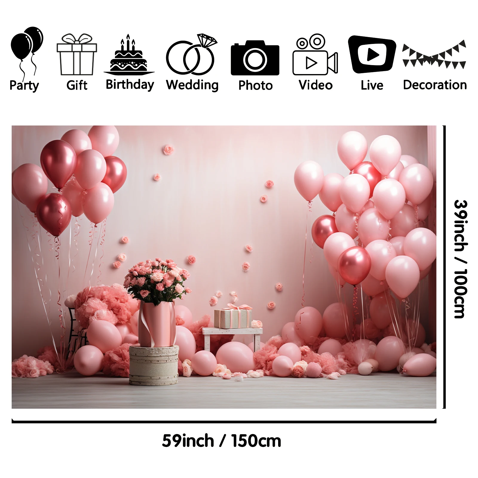 1PCS 100x150cm Valentine'S Day(11) Theme Backdrop,Photography Background,Used To Gifts,Activities Or Other Party Decoration