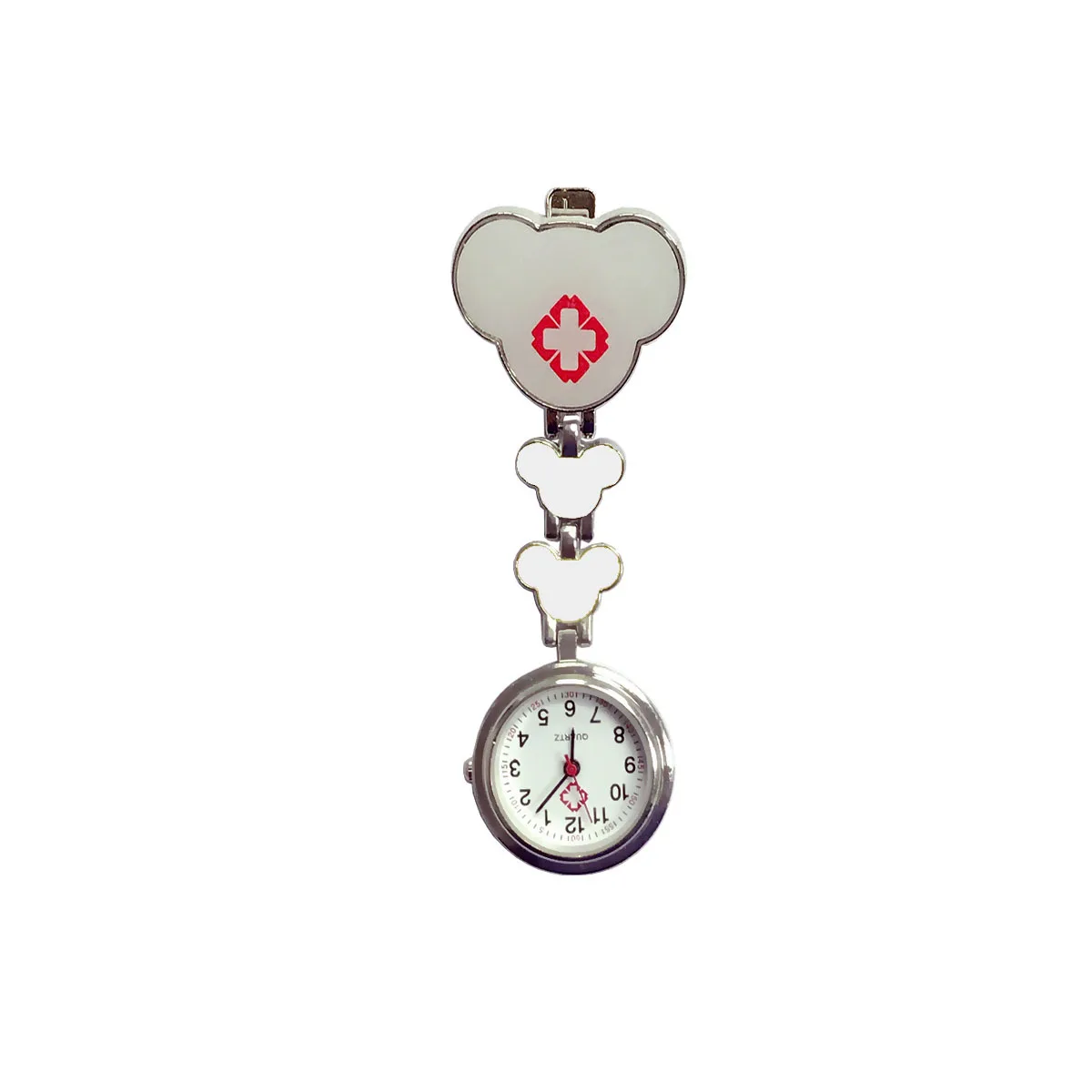 YiJia-reloj de bolsillo médico de cuarzo con dibujos animados de corazón rojo para enfermera, con Clip para colgar en la ropa, 6 colores disponibles