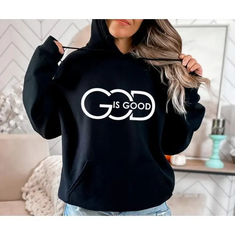 

God Is Good Hoodie Women's Christian Pullover Sweatshirt Jumper Spiritual Slogan Tops for Fall Winter Religion Gift