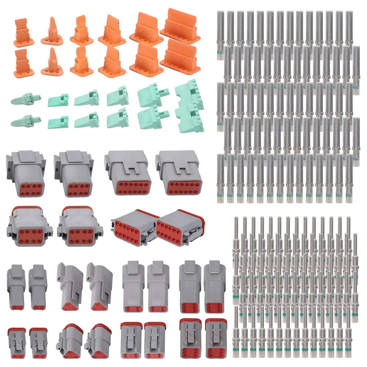 188 Stuks Deutsch Dt Grijze Connectorset Met 16 Massieve Contacten In 2,3,4,6,8 En 12 Pins Configuraties, Auto-Connectoren