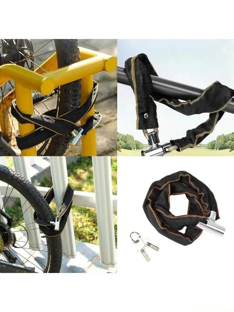 M5TC Road Bike Safety Chain Lock With 2 Portable Long Bike Chain Lock Antitheft Mountain Bike Lock for Electric Bike