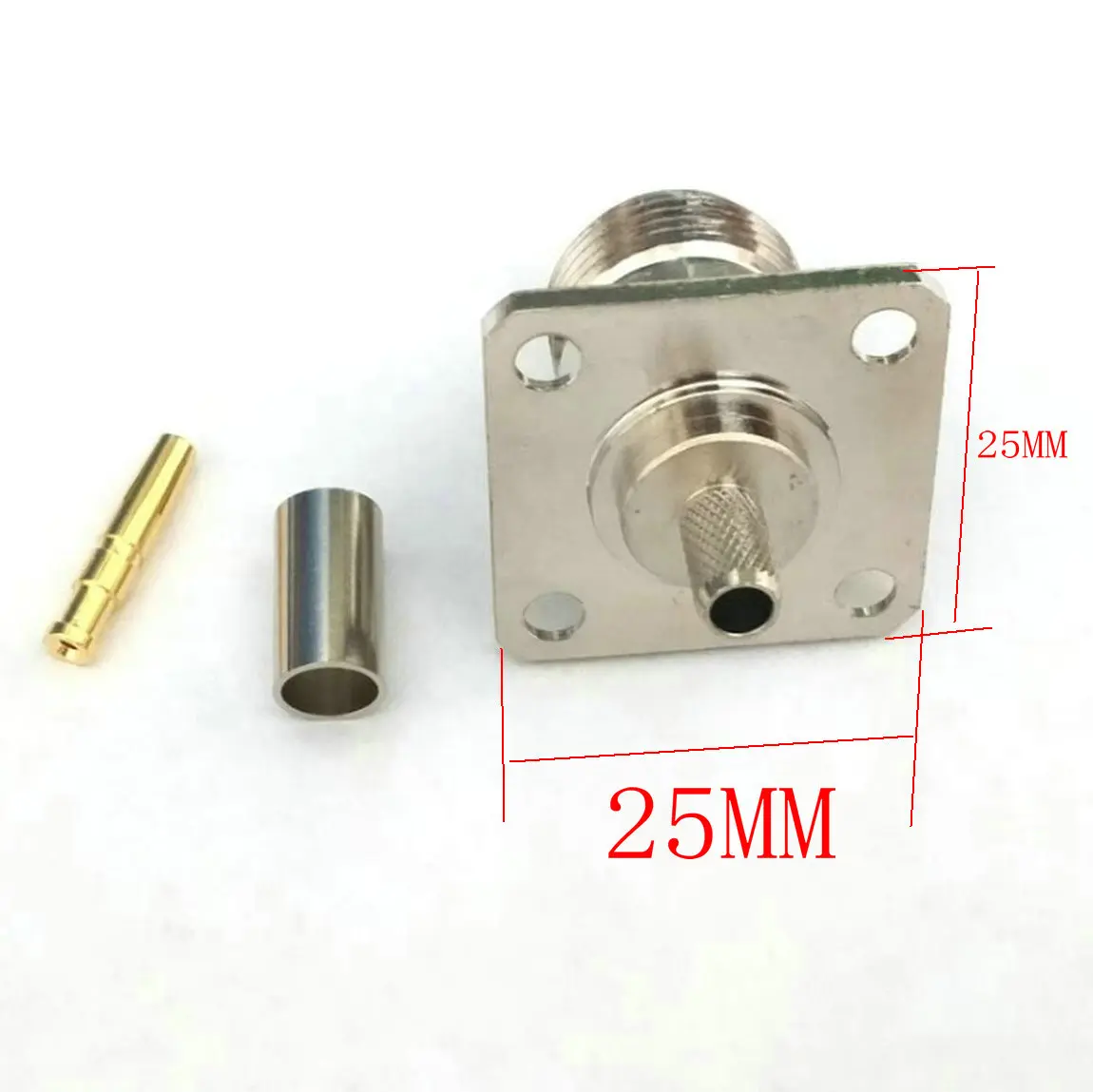 

20-50pcs copper N Female 4 hole Panel Mount Crimp LMR195 RG58 RG400 RG142 cable RF Connector