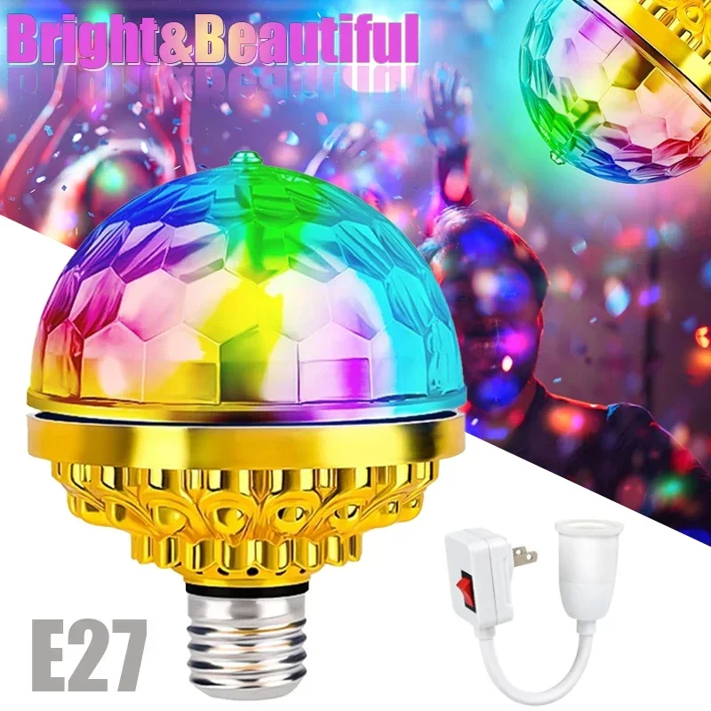 

Colorful E27 Rotating Atmosphere 360 Magic Ball Bulb Aautomatic Stage Effect LED Lamp Night Light For DJ Disco KTV Dance Party