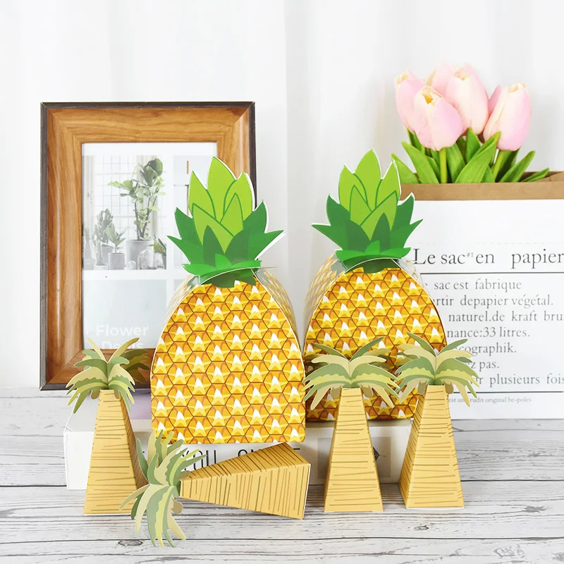 

5/10PC Pineapple Candy Box Coconut Palm Tree Gift Box Cookie Packing Box Hawaiian Summer Beach Birthday Wedding Party Decoration