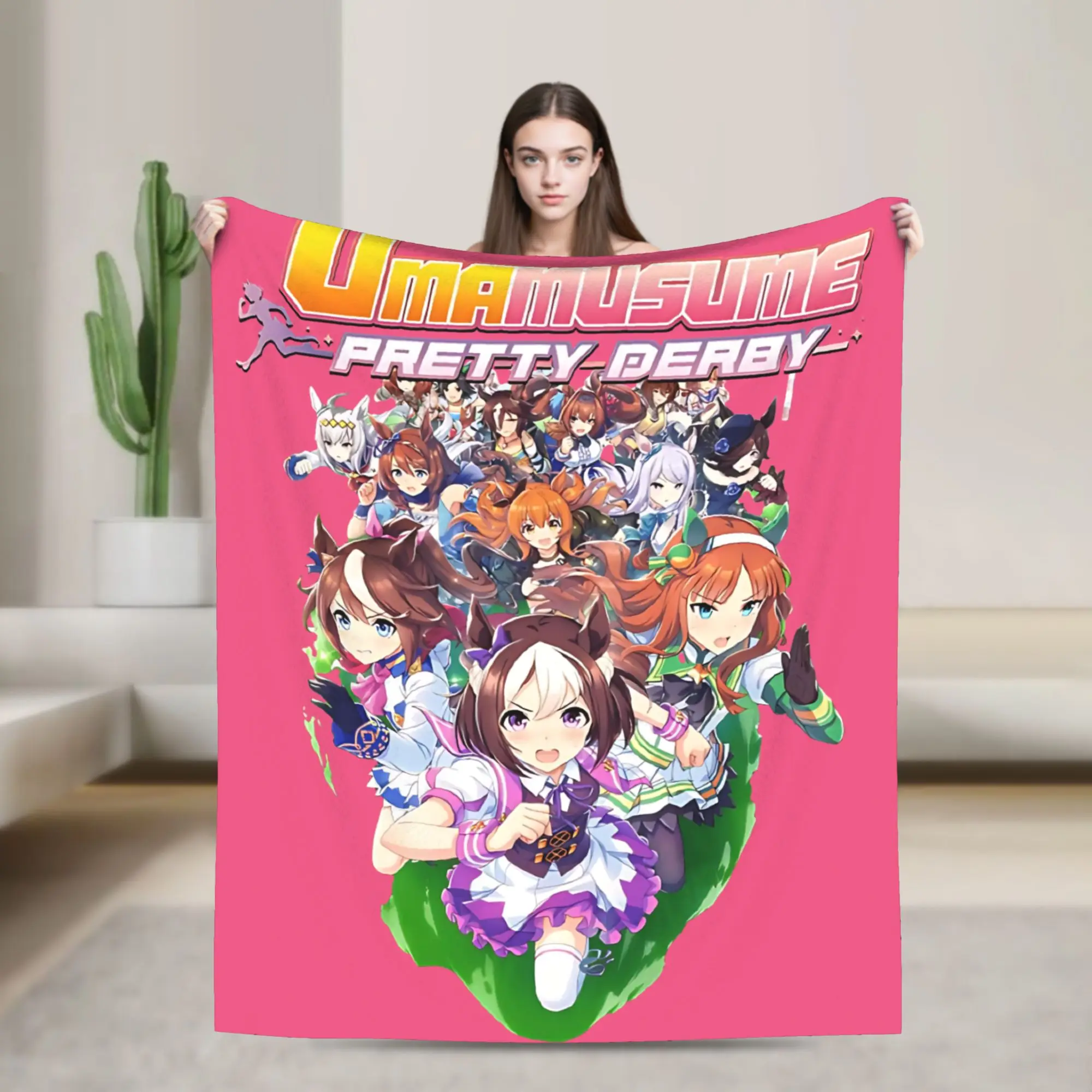 Uma Musume Pretty Derby Anime Art Horsegirl Design Blankets Flannel  Warm Throw Blankets for Bed Bedroom Quilt