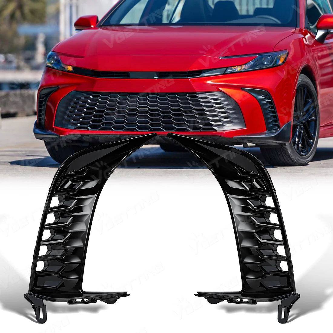 

Black Front Bumper Grille For Toyota Camry Sport 2024 2025 1 Pair Fog Light Cover Fog Lamp Decorative Protection Frame Car Parts