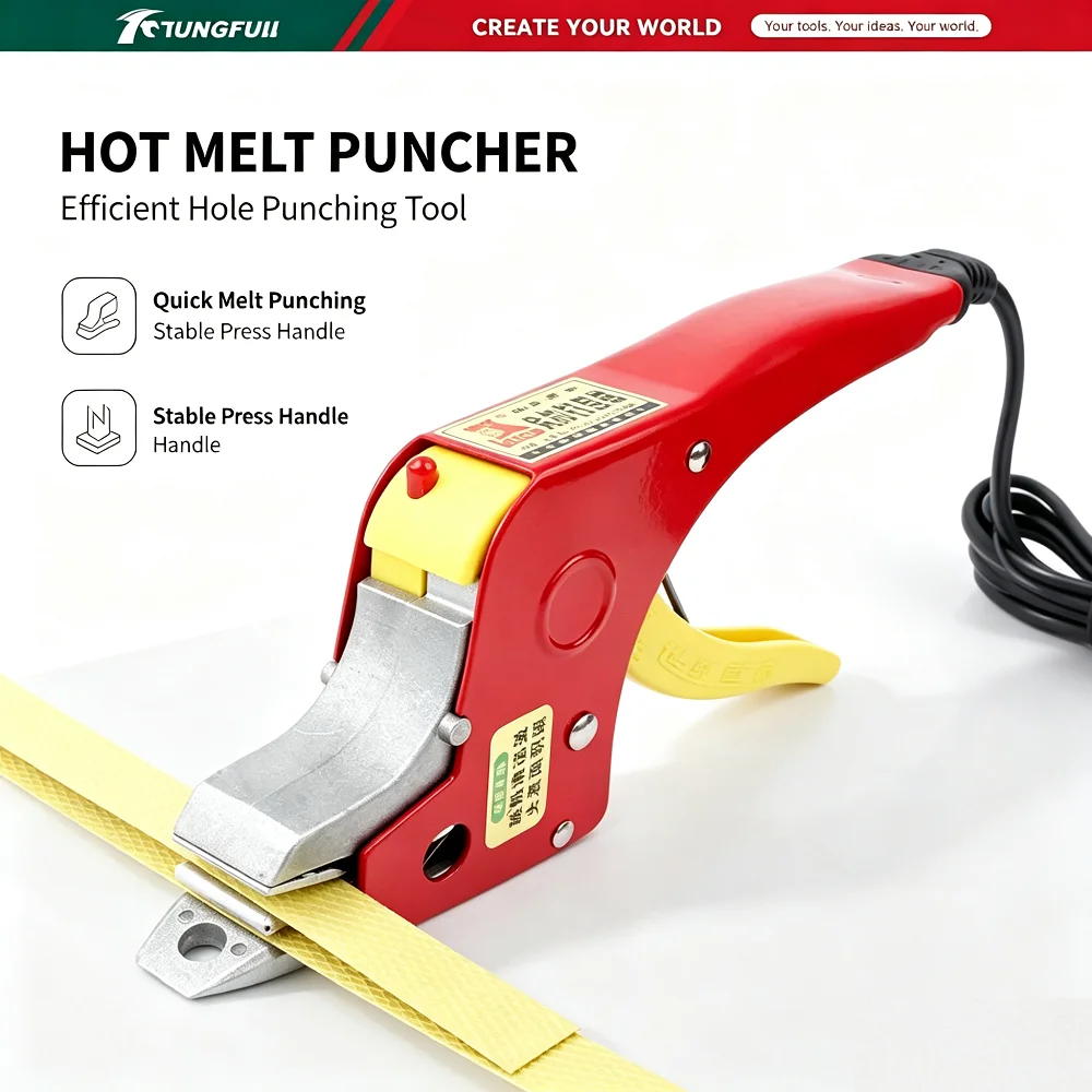 TUNGFULL Handheld Electric Baler Hot Melt Pliers Manual Plastic PP Strapping Bonding Pull Tightener for Packaging