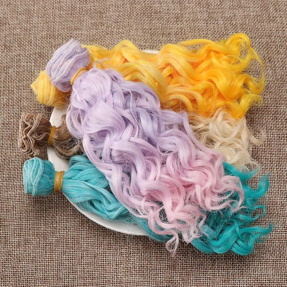 15*100cm hitze beständiges Faser lockiges Haarteil für 1/3 1/4 1/6 1/12 Puppen DIY Haar Perücken hand gefertigte Haars chüsse Puppen zubehör – Detail 6