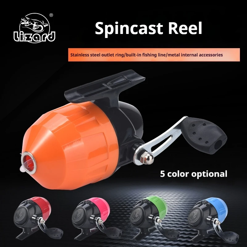 Carretilha de Pesca Lizard Spincast, Carretilha de Pesca Anti-Emaranhamento com Design de Linha Interna, Carretilha de Arremesso Tipo Estilingue de Face Fechada de Fácil Uso, Tudo em Um