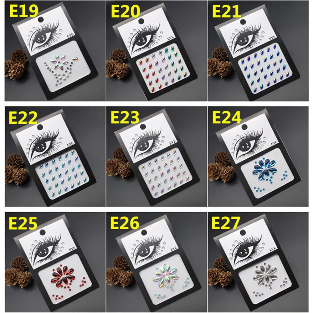 Decoration Adhesive Face Decal Temporary Tattoo Sticker Nail Art Charms Face Body Colored Rhinestone Festival Makeup Decoration