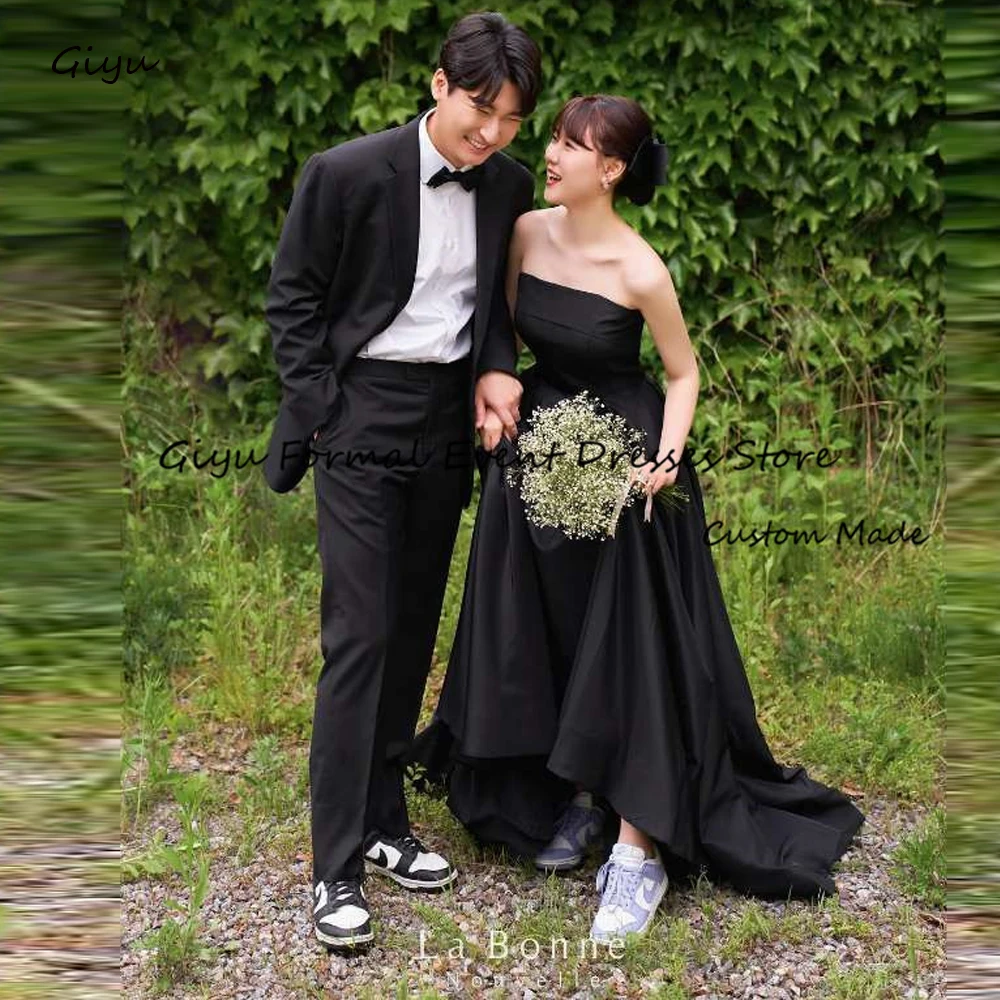 

Giyu Simple A Line Black Evening Dresses Wedding Photoshopot Bolero Strapless Floor Length Corset Back Formal Party Dress