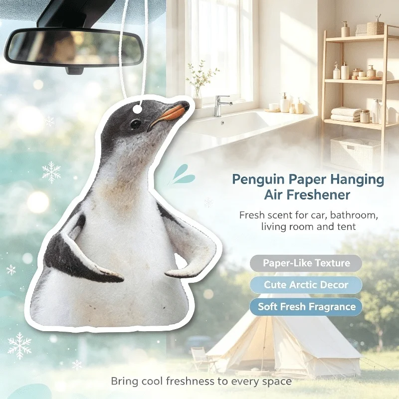 Car Air Freshener Cute Baby Penguin Hanging Scent Card for Car Interior Rearview Mirror Ornament Gift