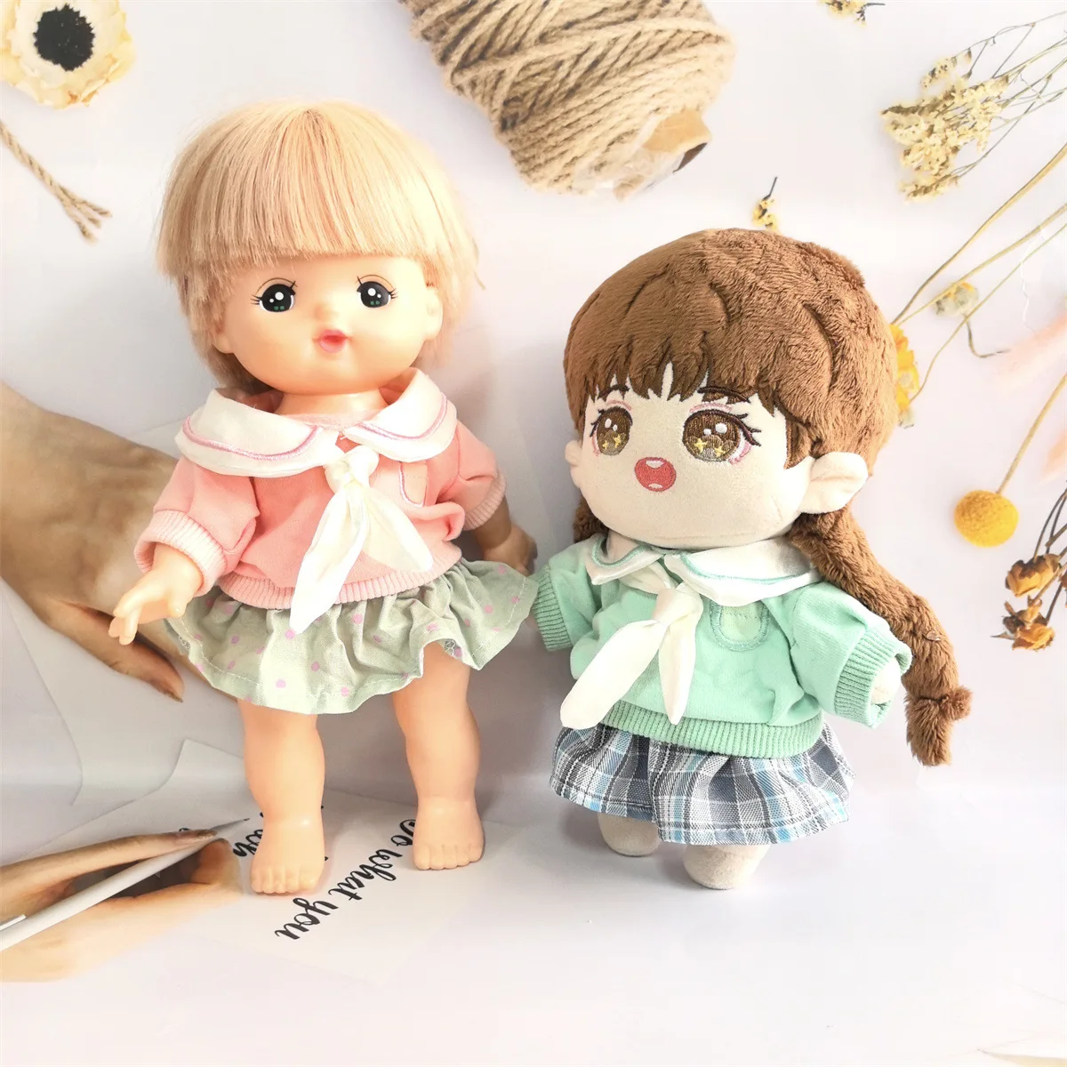 

Doll Clothes Fit 25cm Mellchan Doll Toy 1/6 BJD Doll Accessories Sweatshirt Tie JK Skirt Polka Dot Skirt Dress Up Girls Gifts