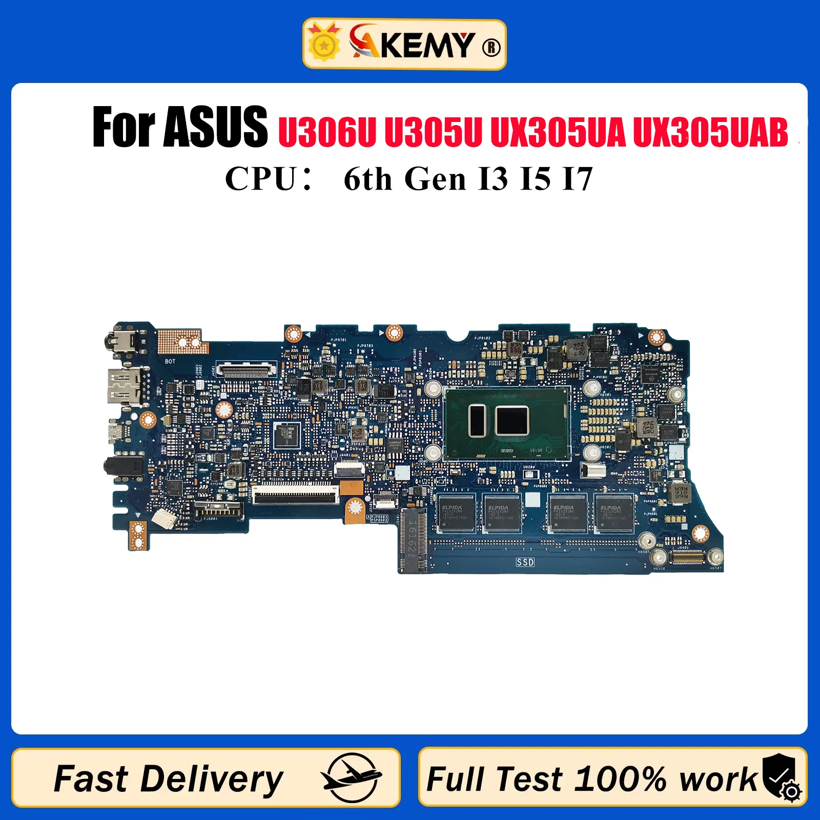 

UX305UA Laptop Motherboard For ASUS ZenBook UX305U U306U U305U UX305UA UX305UAB Mainboard With I3 I5 I7 CPU 100% tests OK stk