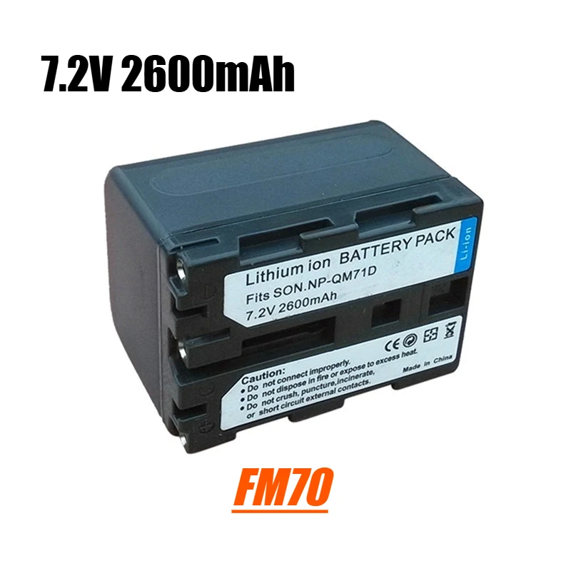 7.2V 2600mAh FM70 camcorderbatterij, voor Sony NP-FM50 FM70 QM71D NP-QM71D