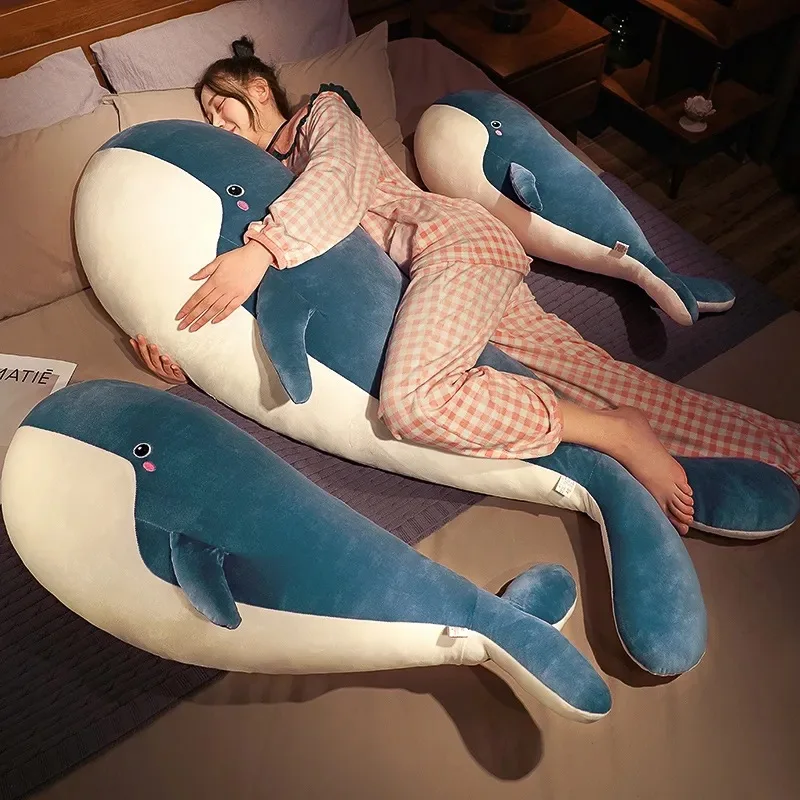 Kawaii Giant Whale Plush Stuffed Animal Doll Śliczna miękka poduszka Duża super miękka lalka Dekoracja pokoju Prezent urodzinowy Zabawki