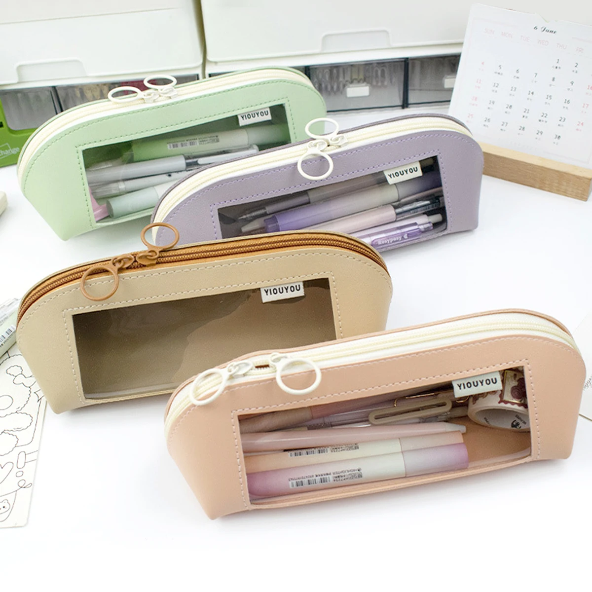 Creative Shell-Shaped Double-Zipper Pencil Case, Desktop Decoration and Storage, Student Stationery Storage Bag, DIY Stationery