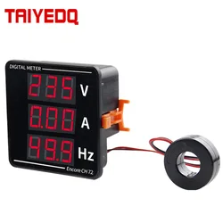 Three Display Digital Display Meter Current Voltage Hertz Ammeter 72*72mm V A HZ