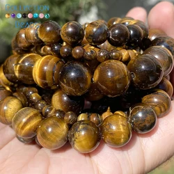 Natural Stone Beads 4 6 8 10 12mm Yellow Tiger Eye Round Spacer Beads For Jewelry Making DIY Handmade Bracelet Necklace 15''