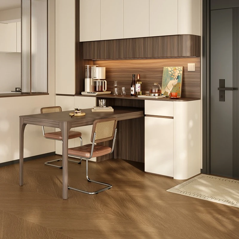 

Medieval log wind entry door side dining side cabinet small apartment can be embedded in dining table tea integrated restaurant