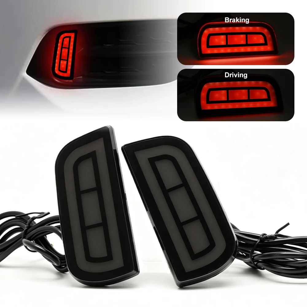 2pcs Led Car Rear Bumper Reflector Light for HONDA CIVIC 2016-2026 Rear DRL Lights Stop Brake Lamp Accessories Red Lens