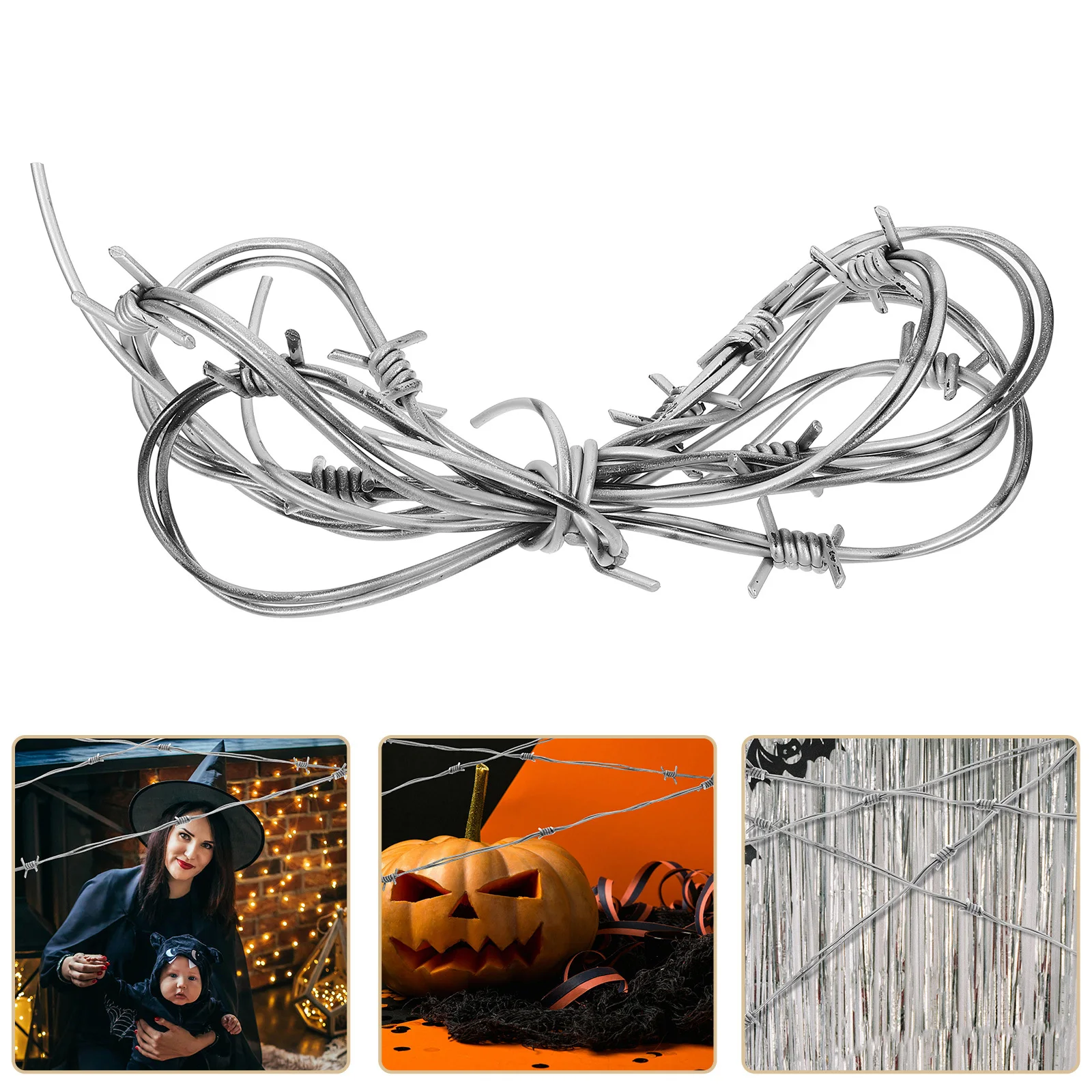 

Fake Barbed Wires Prop Iron Wire Chain For Halloween Party Western Horror Decoration Haunted Diy Decor Spooky Home