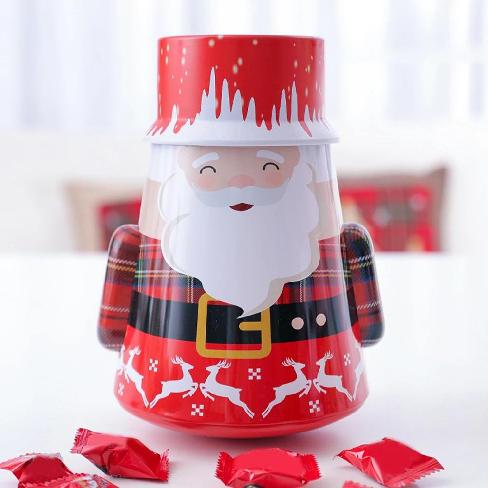 

Lovely Christmas Candy Case Sturdy Iron Tin Storage Box Gift Container For Candies Snacks Jewelries Tumbler Tin Xmas Cookie Jar
